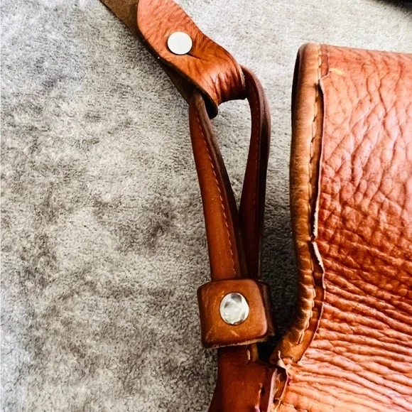 VINTAGE 70’s Style Genuine Leather Bag, Tan, European/Swedish - Picture 10 of 11